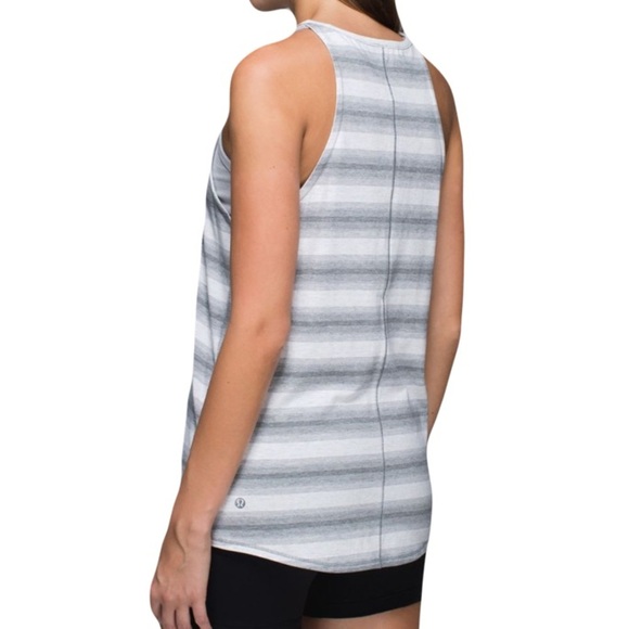 Lululemon Find Your Zen Tank Capilano Stripe Heather White Grey Fits Like Large - Picture 2 of 6